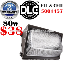 DLC ETL IP65 shenzhen Green Energy factory packing box security wallpack sensor led wall pack 12w-140w 80w led wall light